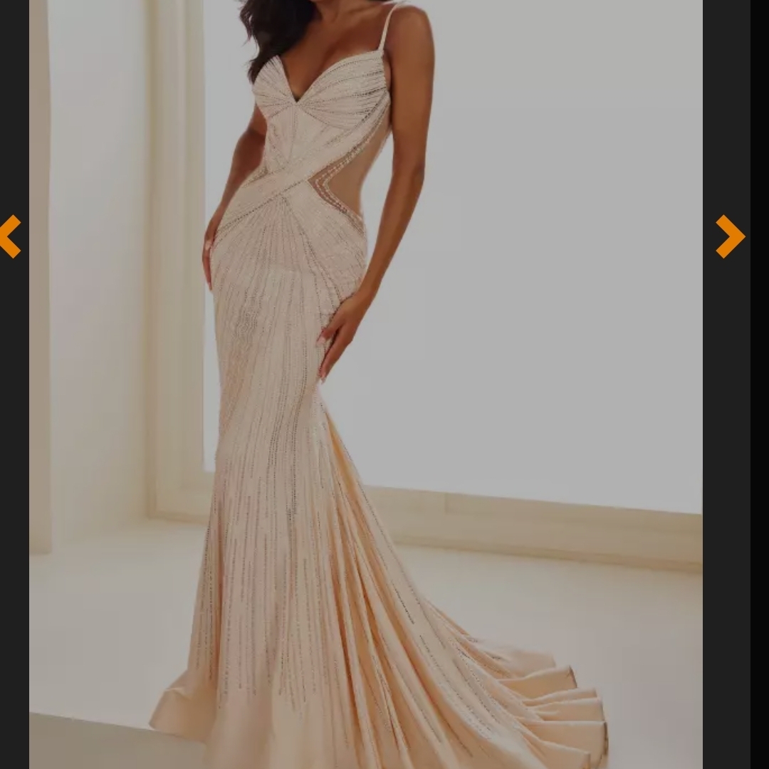 Ellie Wilde Cream Beaded Prom Dress